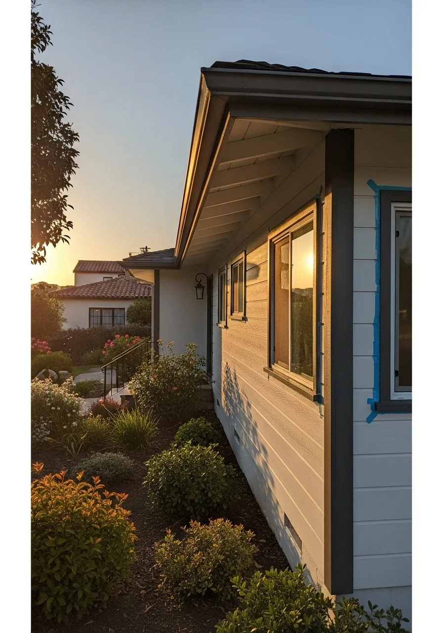 Skilled tradesperson working on exterior improvements at a Sherman Oaks residential property.