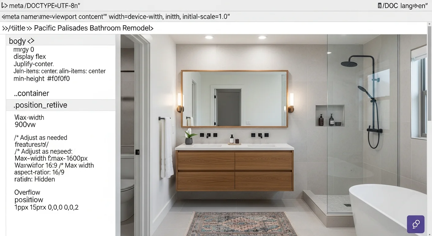 Remodeled bathroom interior in a Pacific Palisades, CA home featuring updated tile work, a new vanity, and modern fixtures. The finished space reflects a clean, functional design suited to a coastal residential property.